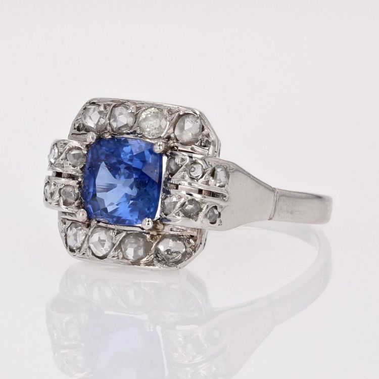 Bague Art Déco Saphir Et Diamants