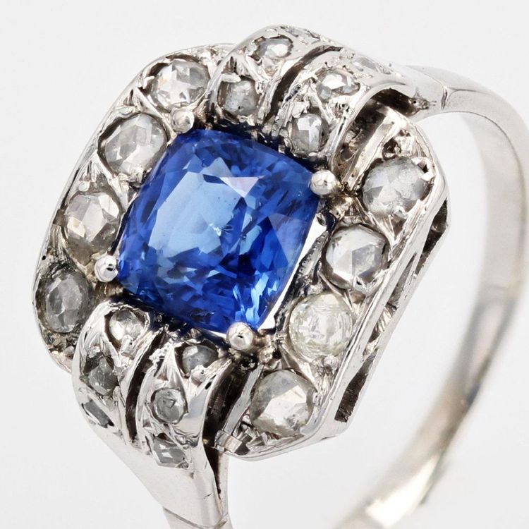 Bague Art Déco Saphir Et Diamants