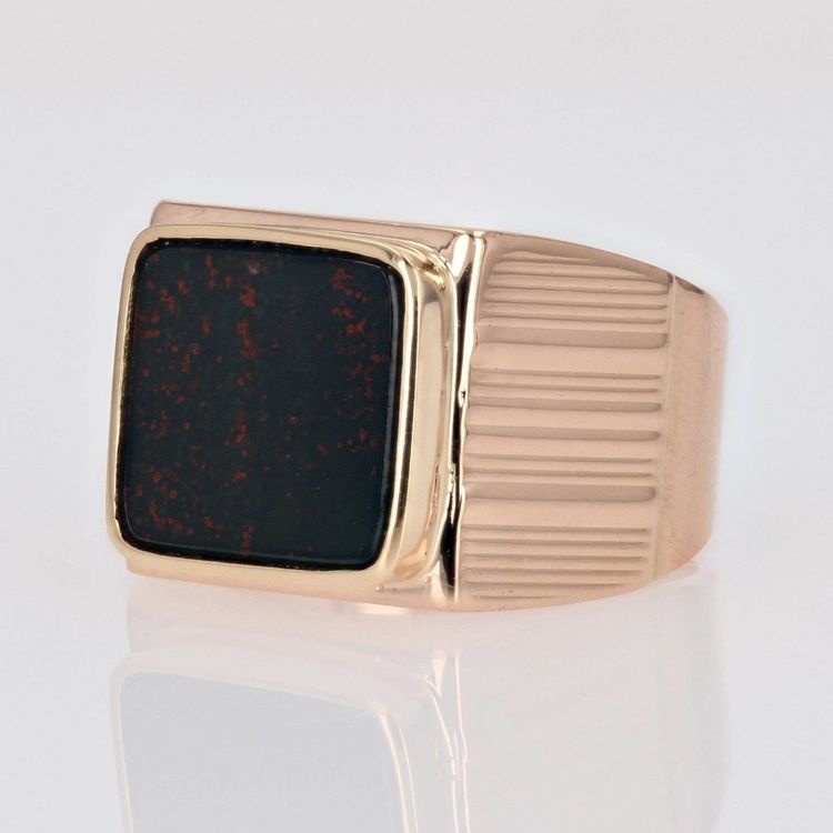 Old Gold And Sanguine Jasper Signet Ring