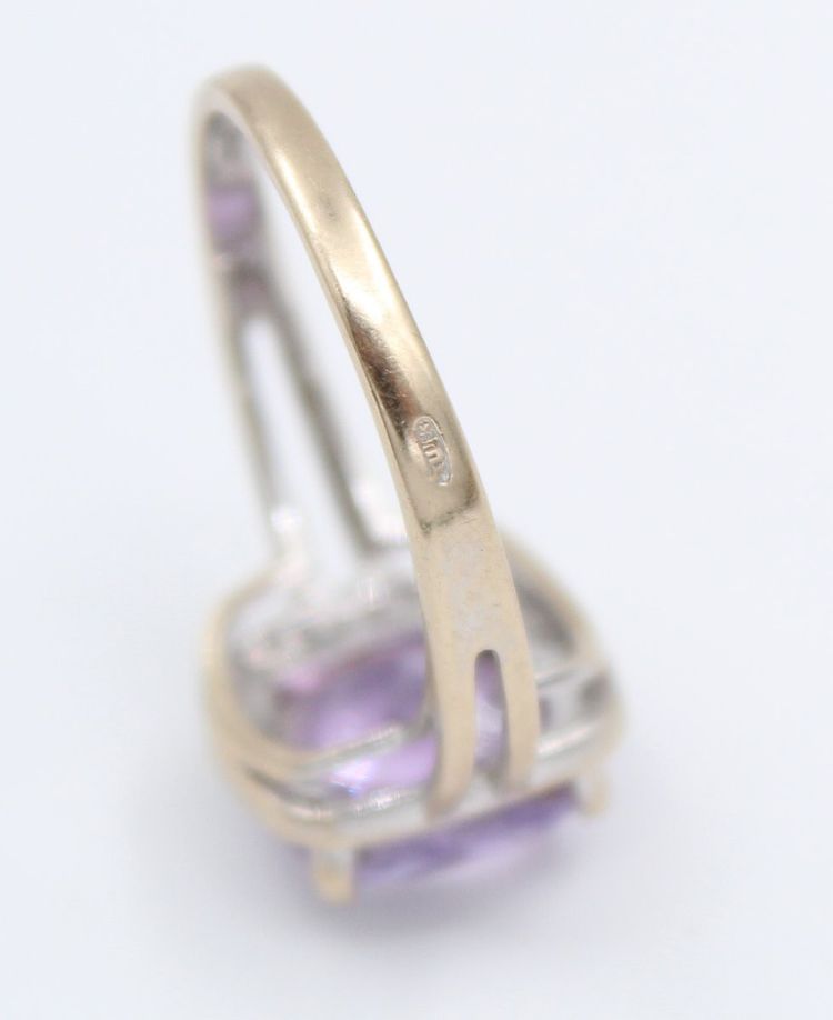 Bague en Or gris 18k Améthyste taille coussin et de diamants