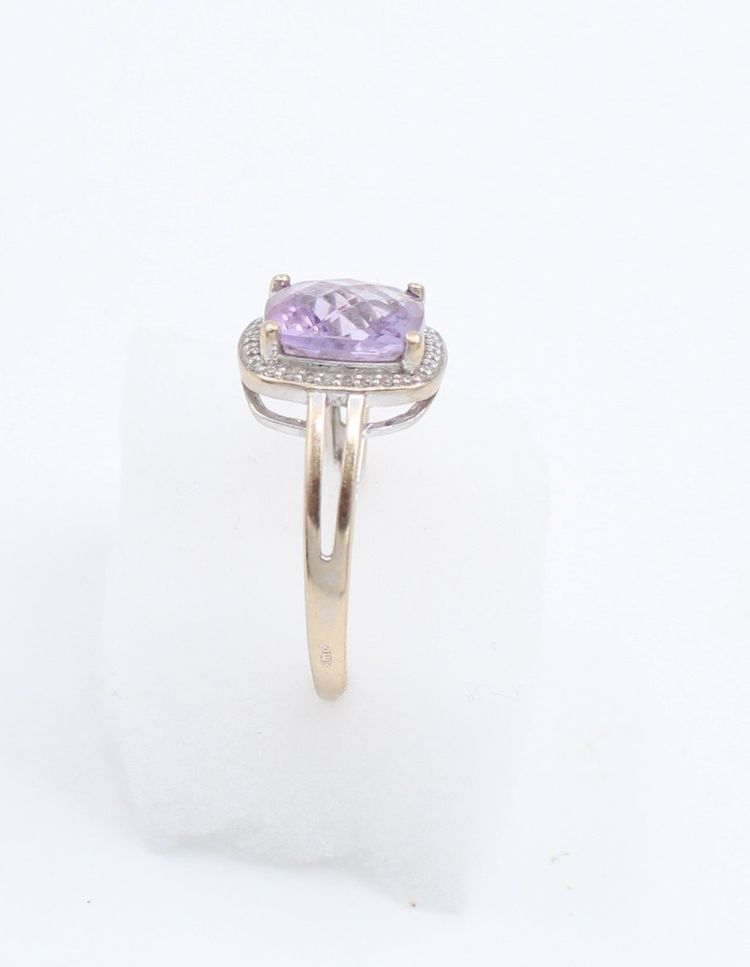 Bague en Or gris 18k Améthyste taille coussin et de diamants