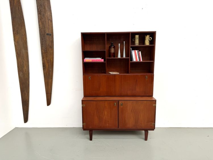 Bücherregal-Side aus Teakholz und Messing