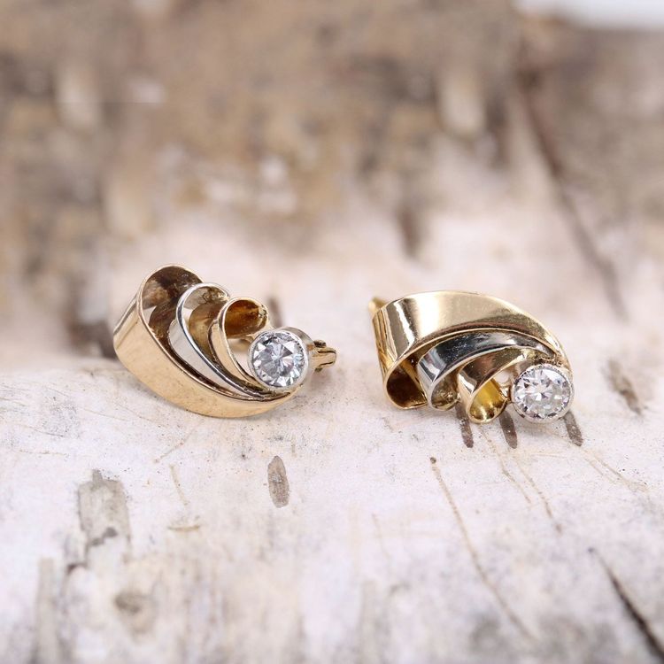 Old Ribbon And Diamond Earrings