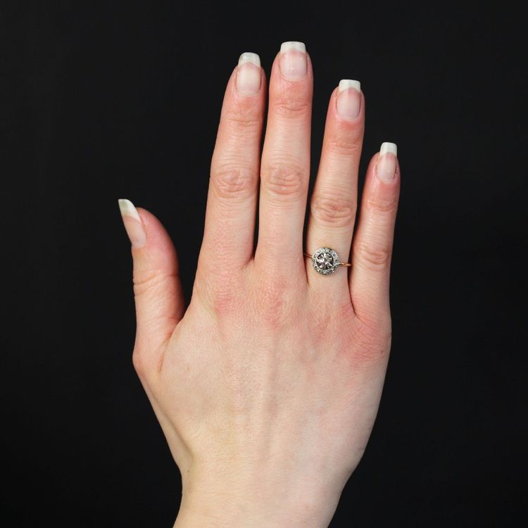 Antiker runder Diamantring im Rosenschliff