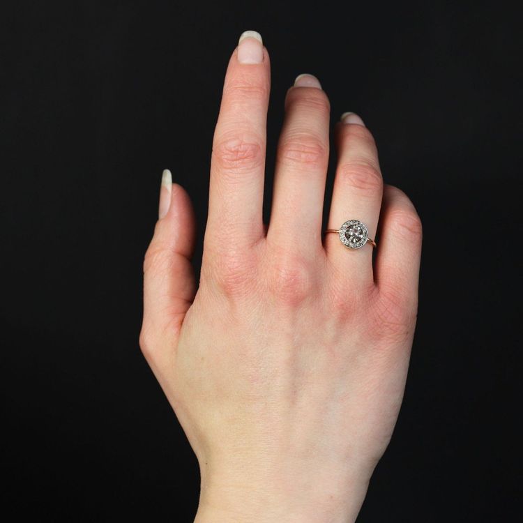 Antiker runder Diamantring im Rosenschliff