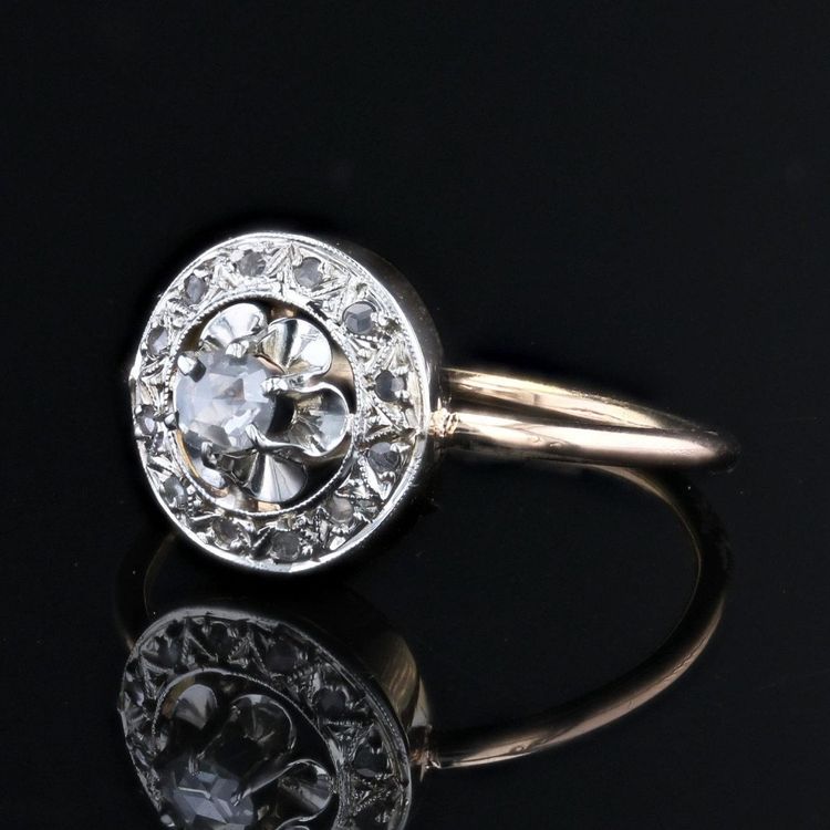 Antiker runder Diamantring im Rosenschliff