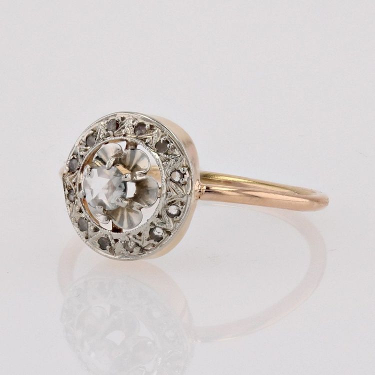 Antiker runder Diamantring im Rosenschliff