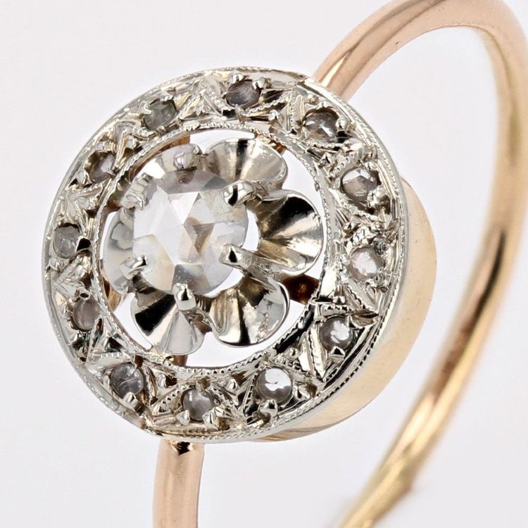 Antiker runder Diamantring im Rosenschliff