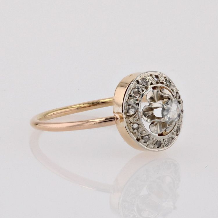 Antiker runder Diamantring im Rosenschliff