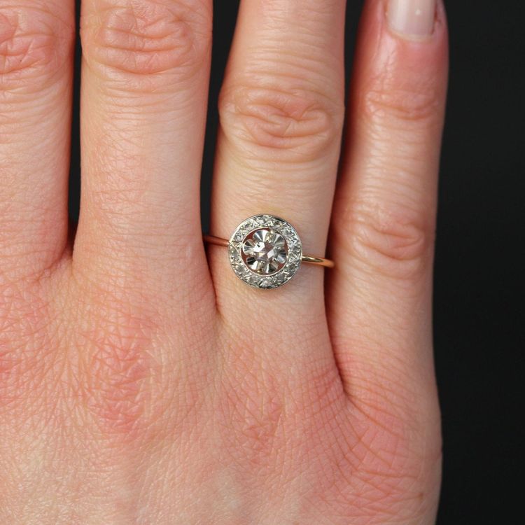 Antiker runder Diamantring im Rosenschliff