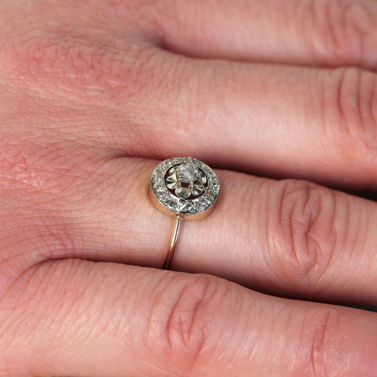 Antiker runder Diamantring im Rosenschliff