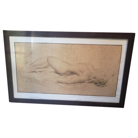 Lithograph - Reclining nude - Ch. Ponsard