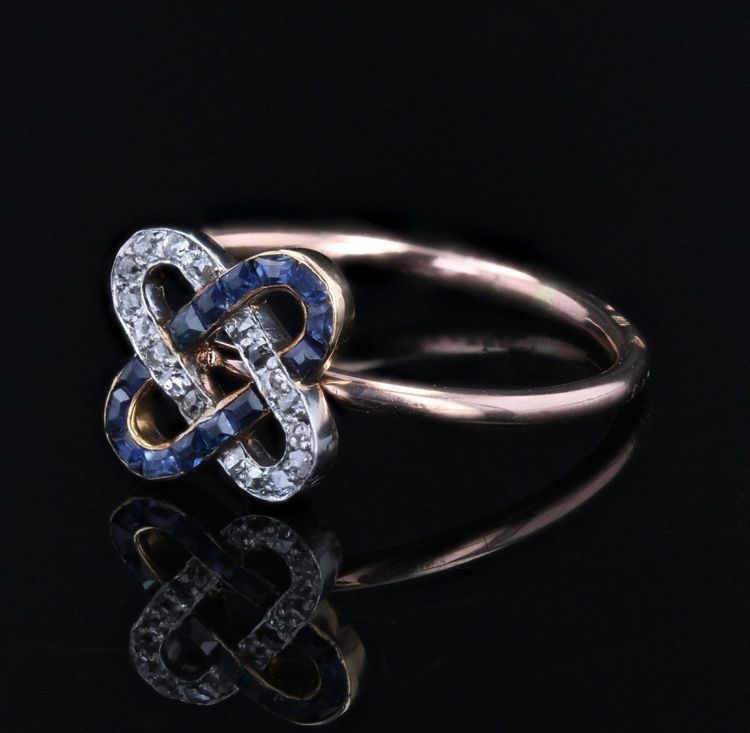Antiker Diamant- und Saphir-Verschlussring
