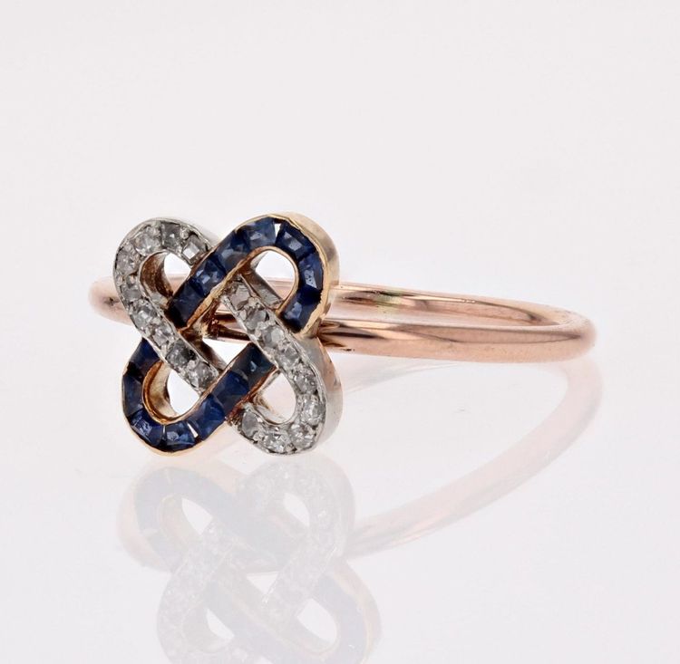 Antiker Diamant- und Saphir-Verschlussring