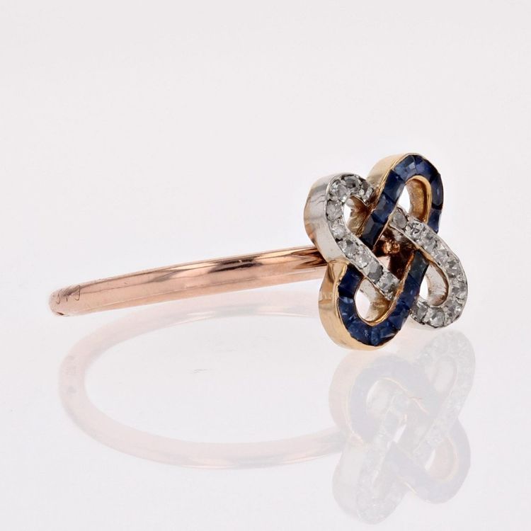 Antiker Diamant- und Saphir-Verschlussring