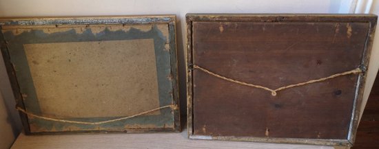 Pair of engravings enhanced with gouache - Landscape - Late 19th century