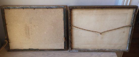 Pair of engravings enhanced with gouache - Landscape - Late 19th century