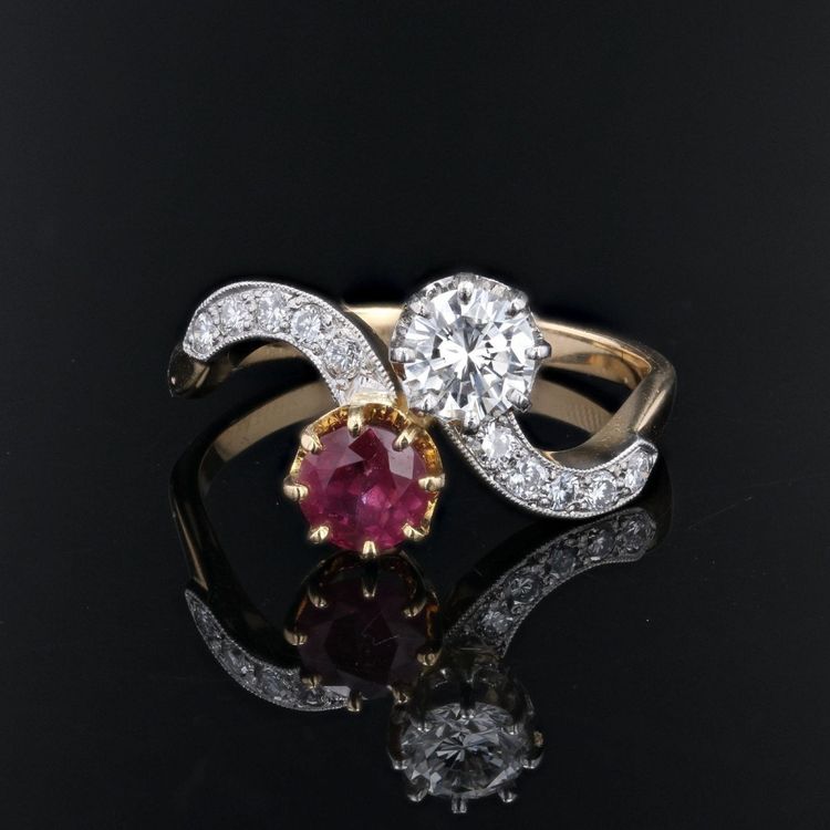 Bague Toi Et Moi Diamants Et Rubis