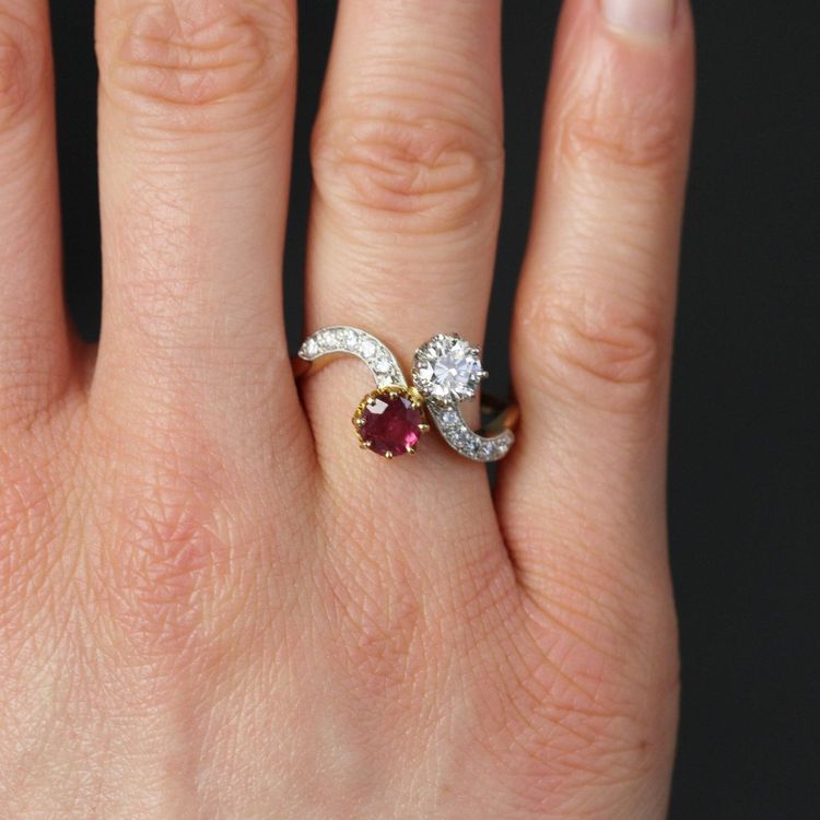 Bague Toi Et Moi Diamants Et Rubis