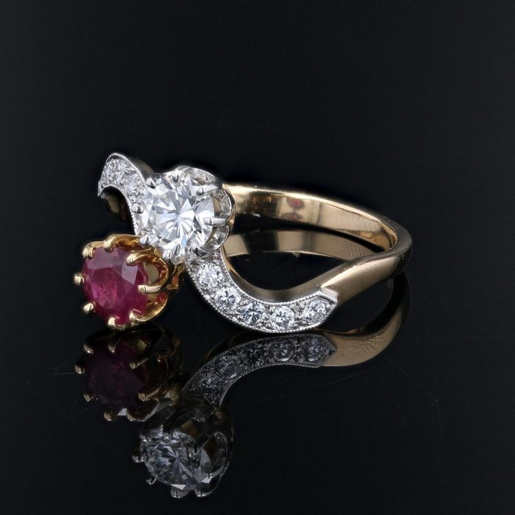 Bague Toi Et Moi Diamants Et Rubis