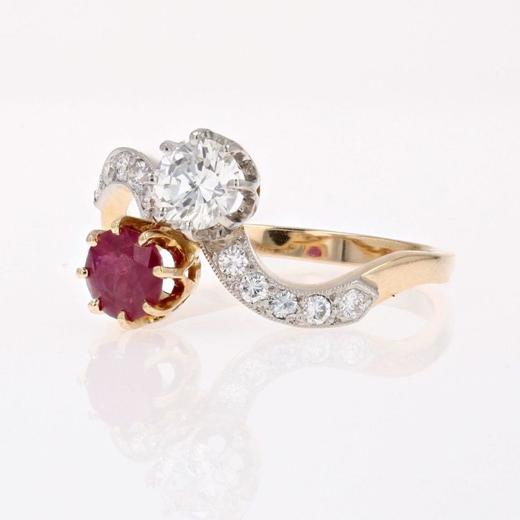 Bague Toi Et Moi Diamants Et Rubis