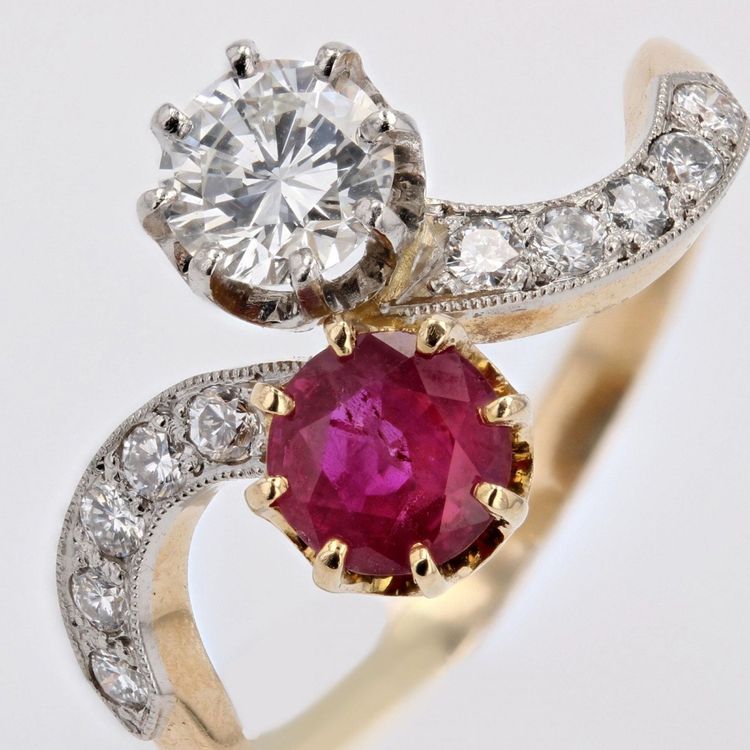 Bague Toi Et Moi Diamants Et Rubis