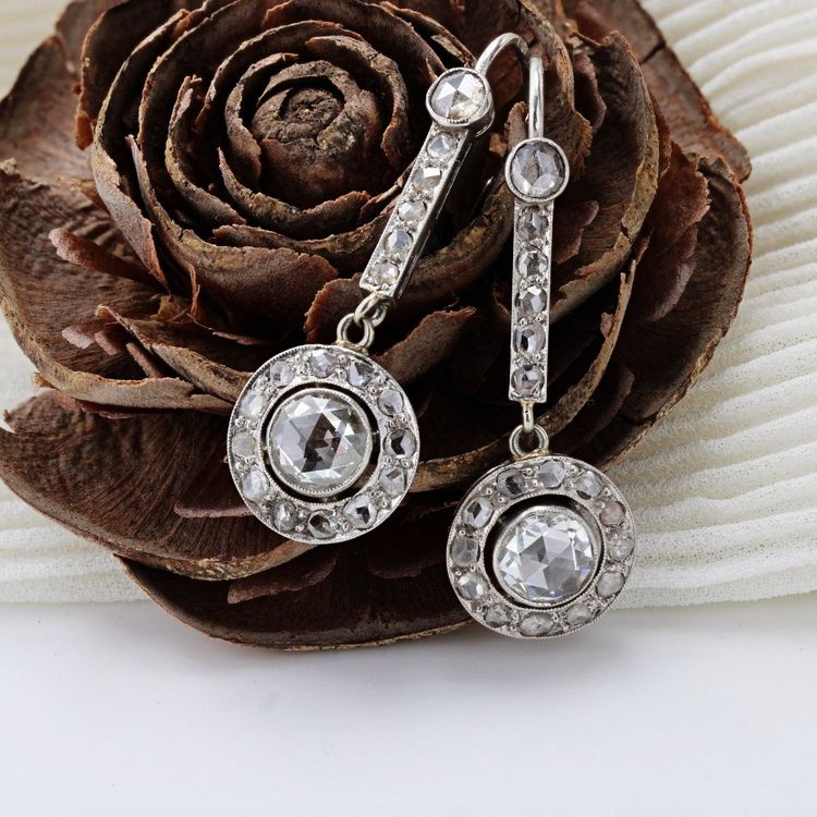 Antike Diamantohrringe im Rosenschliff