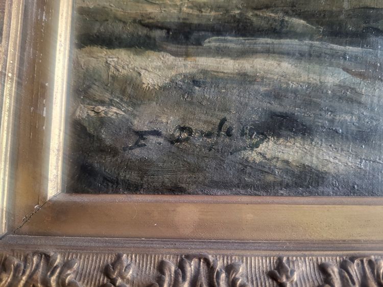 Huile, marine signée d Édouard Jacques Dufeu- XIXeme 