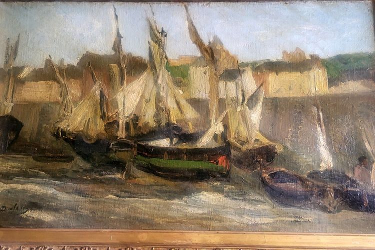 Huile, marine signée d Édouard Jacques Dufeu- XIXeme 