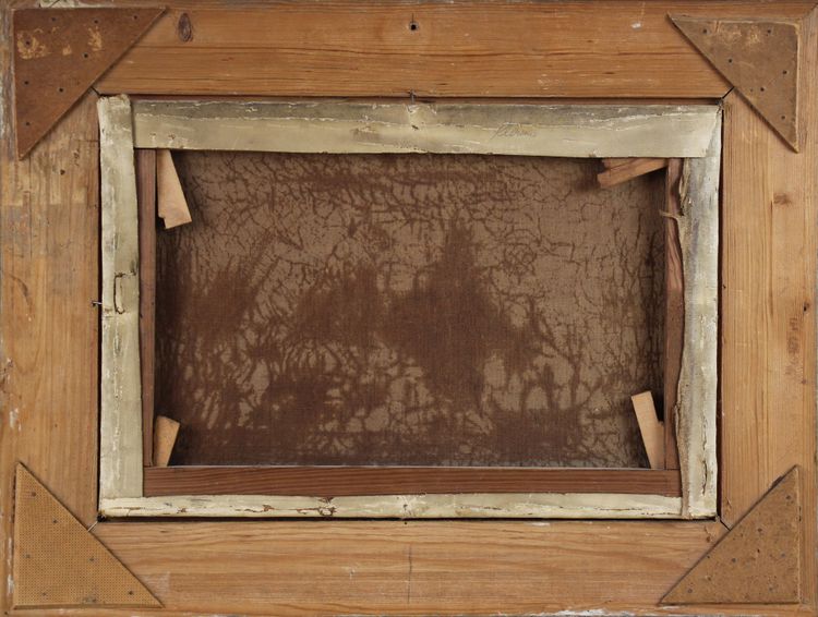 Peinture à l'huile sur toile « Mer agitée avec littoral à l'horizon » de Schubring