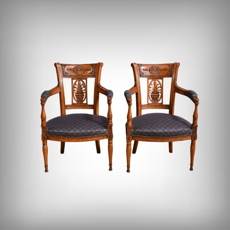 Pair of stained beech armchairs – Early 20th century