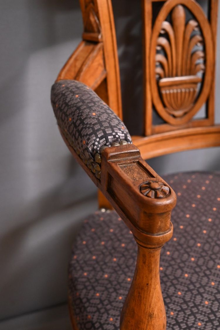 Pair of stained beech armchairs – Early 20th century