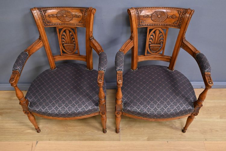 Pair of stained beech armchairs – Early 20th century