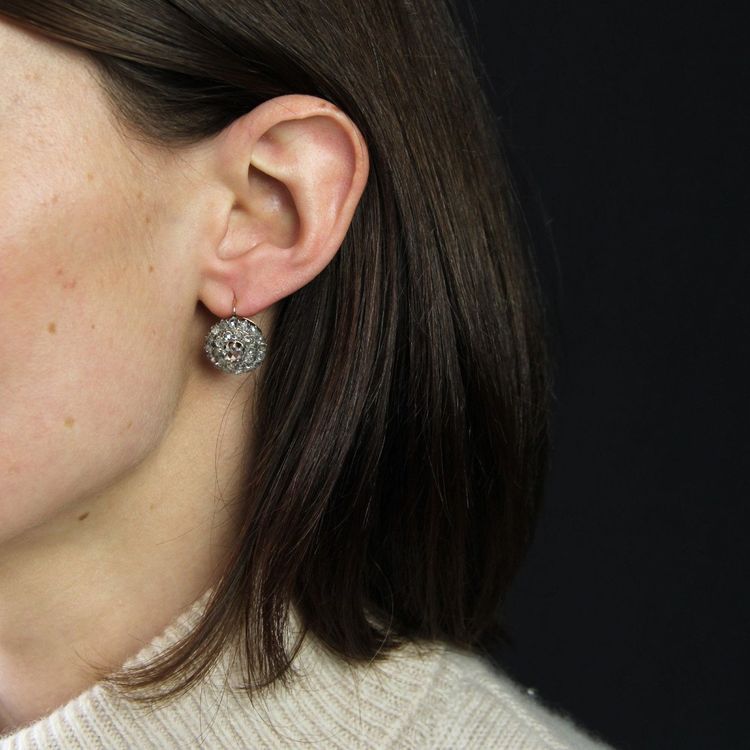 Antike Diamant-Ohrringe im Rosenschliff