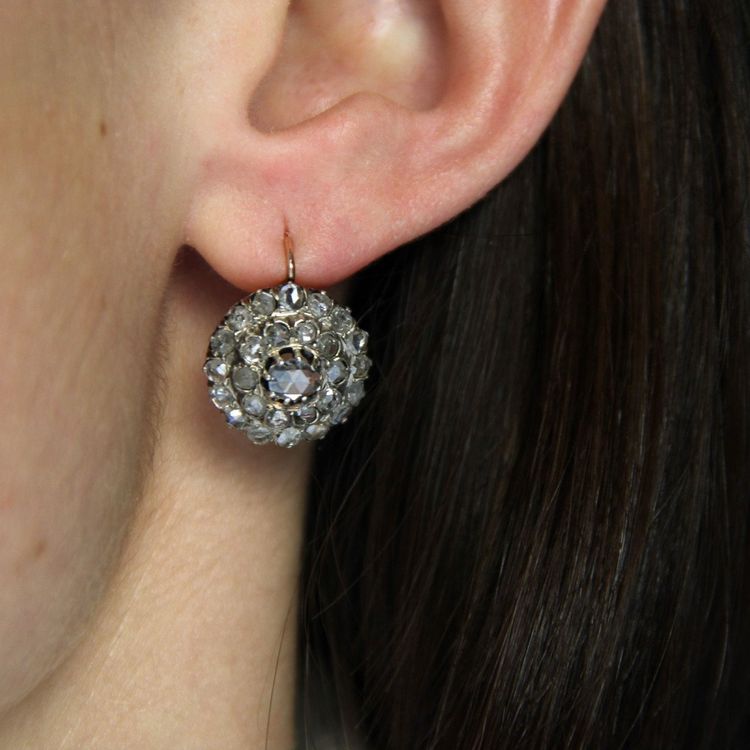 Antike Diamant-Ohrringe im Rosenschliff