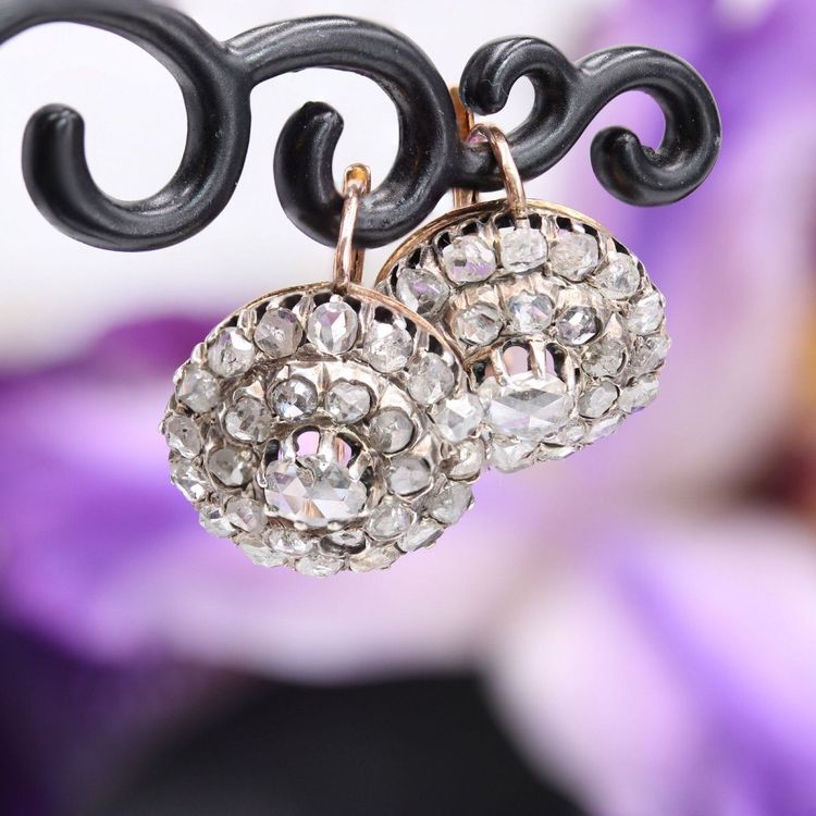 Antike Diamant-Ohrringe im Rosenschliff