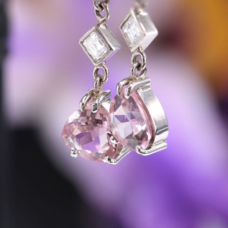 Saphir-, Diamant- und Morganit-Ohrringe