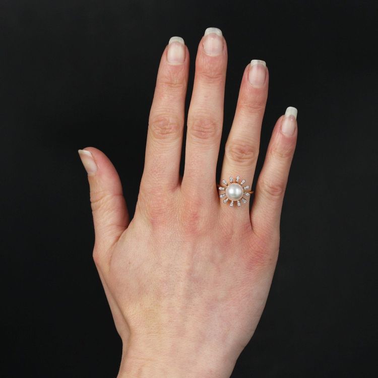 Bague Perle De Cutlure Akoya Et Diamants Flocon