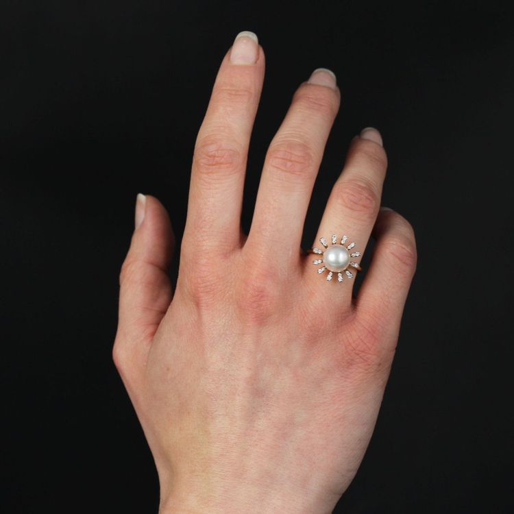 Bague Perle De Cutlure Akoya Et Diamants Flocon