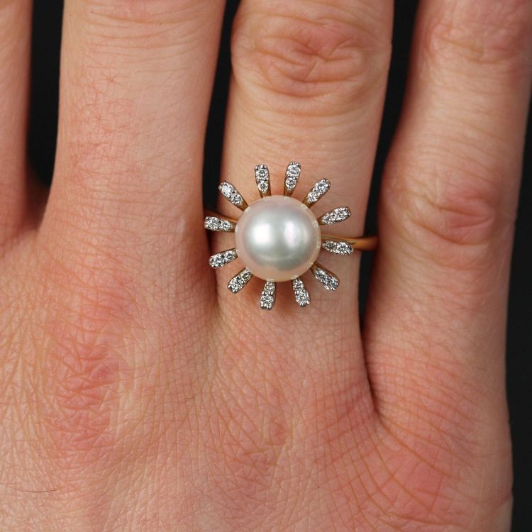 Bague Perle De Cutlure Akoya Et Diamants Flocon