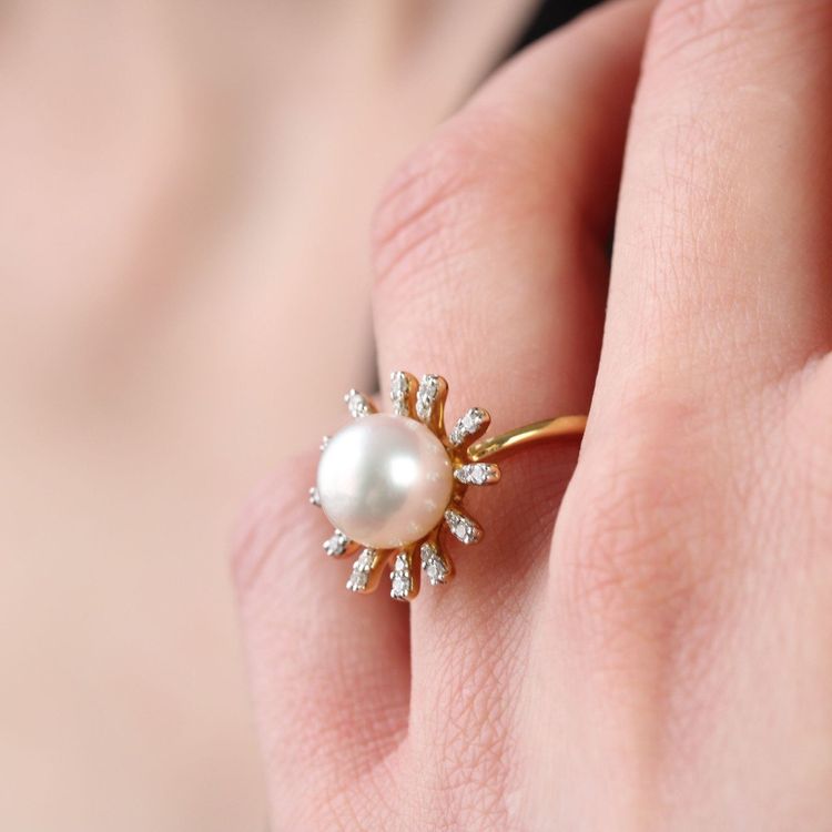 Bague Perle De Cutlure Akoya Et Diamants Flocon