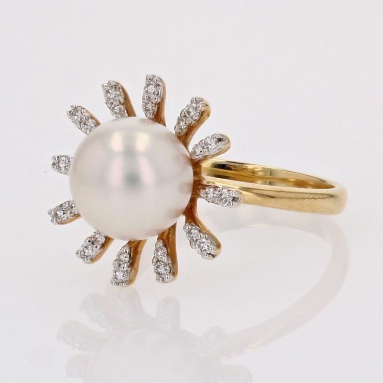 Bague Perle De Cutlure Akoya Et Diamants Flocon