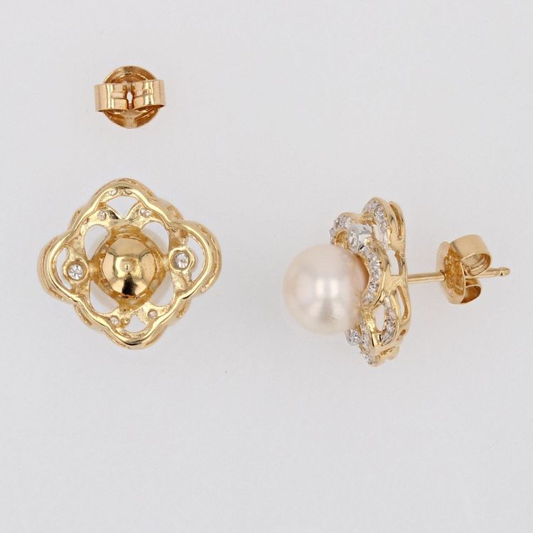 Orecchini traforati con perle e diamanti