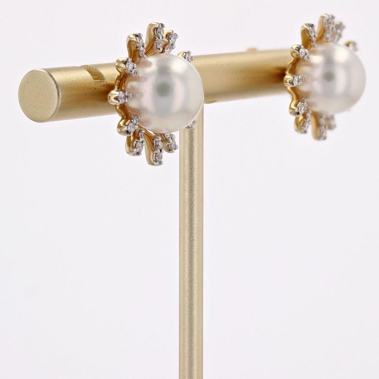 Schneeflockenohrringe mit Akoya-Perlen und Diamanten