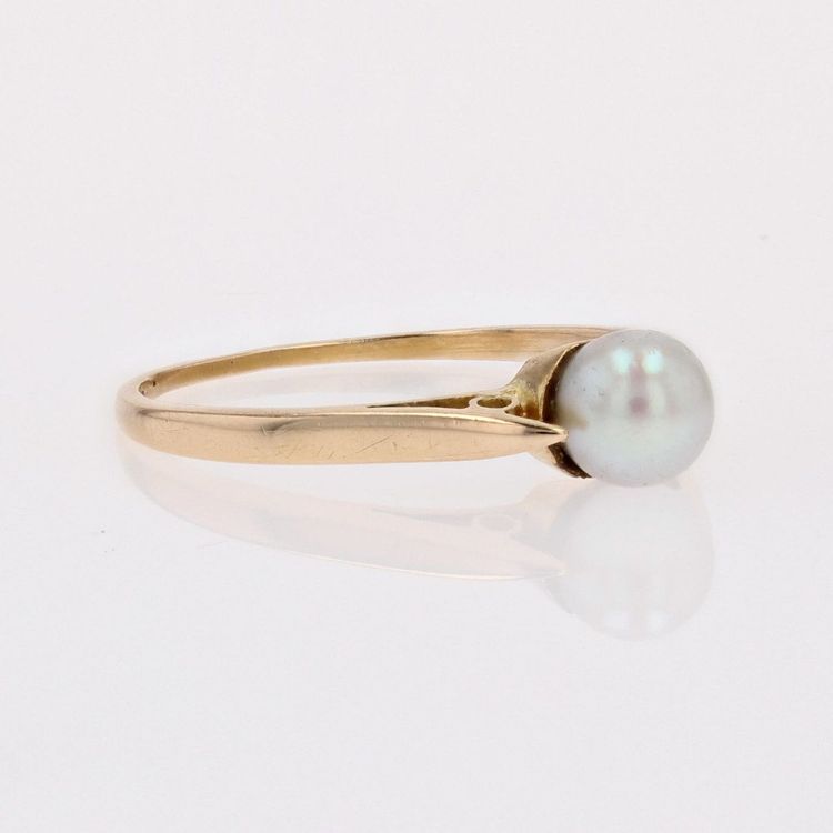 Solitaire Or Jaune Perle De Culture