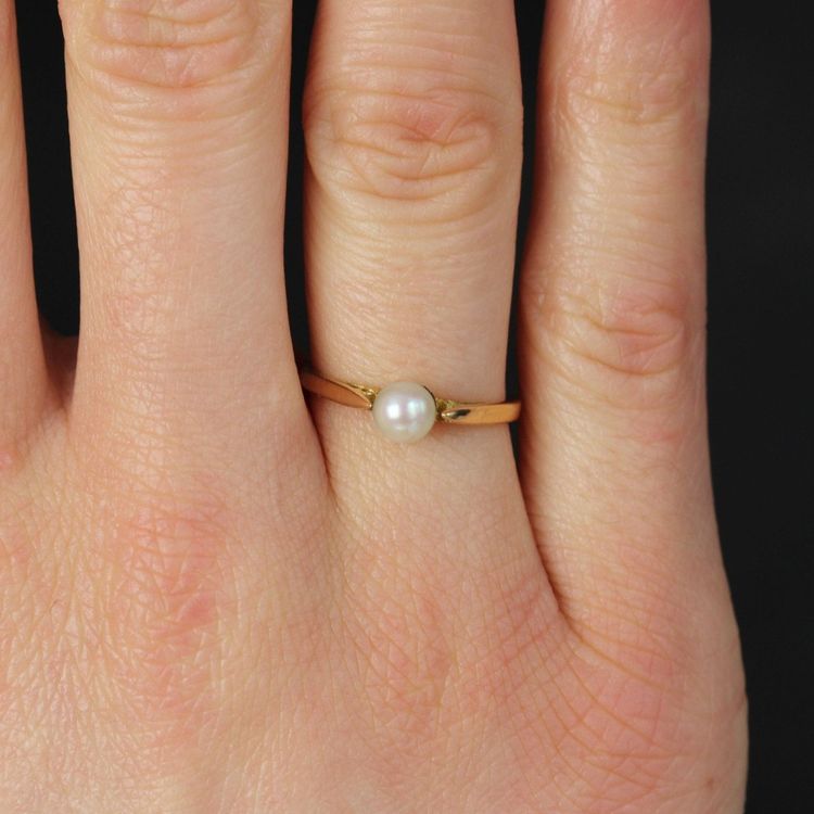 Solitaire Or Jaune Perle De Culture