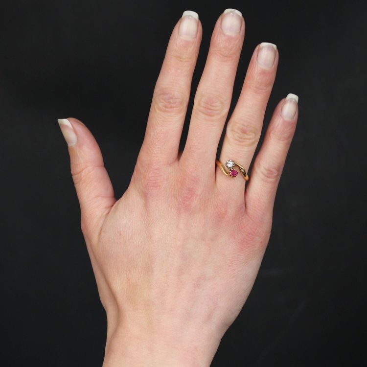 Bague Toi Et Moi Rubis Diamant Or Jaune
