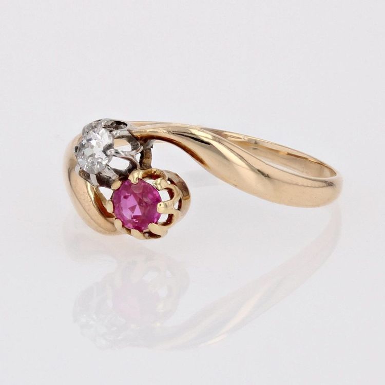 Bague Toi Et Moi Rubis Diamant Or Jaune