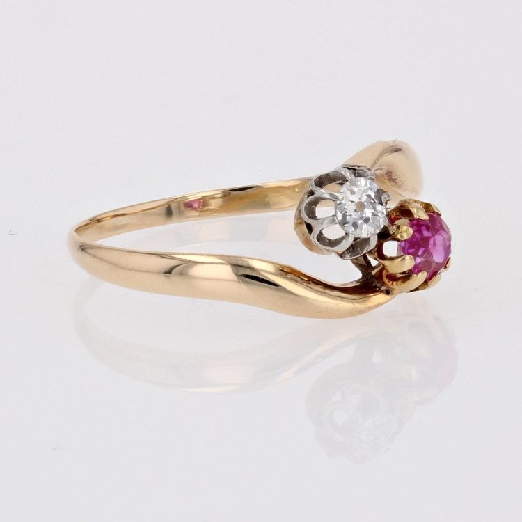 Bague Toi Et Moi Rubis Diamant Or Jaune