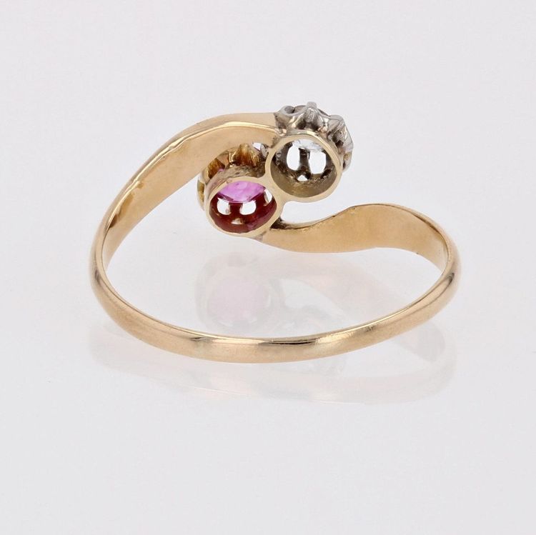 Bague Toi Et Moi Rubis Diamant Or Jaune